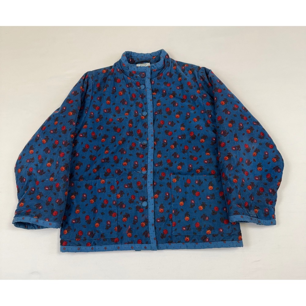 Vintage Laura Ashley Blue Floral Quilted Jacket
